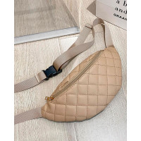 Quilted Zipper Design Fanny Pack - Apricot