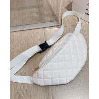 Quilted Zipper Design Fanny Pack - white