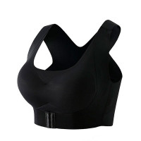 Racer Back Hook Front Wireless Lifting Bralette - black