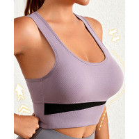 Racerback Seamless Medium Workout Support Yoga Bra Top - purple