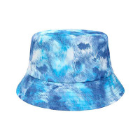 Reversible Double-Side-Wear Tie Dye Print Bucket Hat - blue