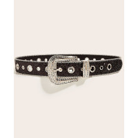 Rhinestone Buckled Fashionable Allover Sequin Blet - black