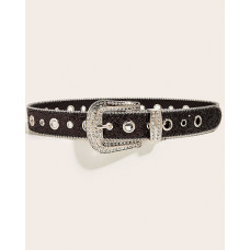 Rhinestone Buckled Fashionable Allover Sequin Blet - black