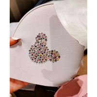 Rhinestone Cartoon Pattern Glitter Breathable Mouth Mask - gray