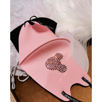 Rhinestone Cartoon Pattern Glitter Breathable Mouth Mask - pink