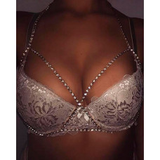 Rhinestone Decor Bandage Cutout Body Chain - gold