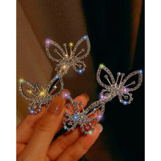 Rhinestone Decor Butterfly Pattern Hair Clip - gold