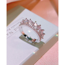 Rhinestone Decor Crown Shaped Ring - style1