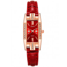 Rhinestone Decor Rectangle Quartz Watch - red