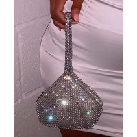 Rhinestone Evening Mini Handbag - silver