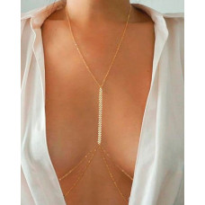 Rhinestone Layered Body Chain - gold