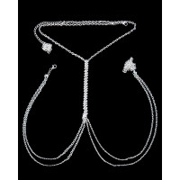 Rhinestone Layered Body Chain - silver