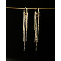 Rhinestone Tassel Design Hoop Earrings - gold