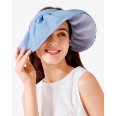 Roll Up Sun Visors UV Protection Wide Brim Foldable Summer Beach Hats - blue