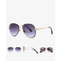 Round Flexible Metal Frame Sunglasses - dark blue