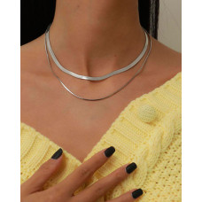 Round Shaped Snake Chain Necklace - silver