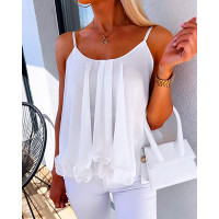 Ruffle Hem Flowy Cami Top - white