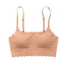 Scallop Trim Seamless Wireless Lifting Bra - Apricot