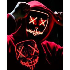 Scary Halloween Mask LED Light up Mask Cosplay Glowing in The Dark Mask Costume Halloween Face Masks - red