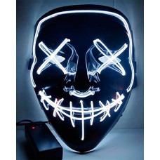 Scary Halloween Mask LED Light up Mask Cosplay Glowing in The Dark Mask Costume Halloween Face Masks - white