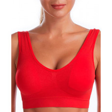 Seamless Low Impact Wireless Lift Workout Sports Yoga Bra - red