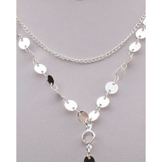 Sequins Chain Strap Layered Charm Necklace - silver