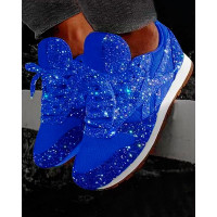 Sequins Lace-up Muffin Sneakers - blue