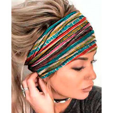 Serape Striped Floral Sun Moon Star Print Yoga Sports Headband - yellow