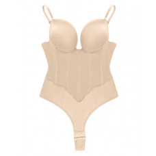 Sheer Mesh Push Up Corset Body Slimming Shapewear Bodysuit - nude