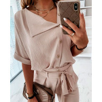 Short Sleeve Solid Top & Long Pant - pink