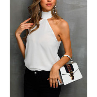 Sleeveless Halter Basic Top - white