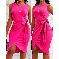 Sleeveless Tied Detail Bodycon Dress - purple