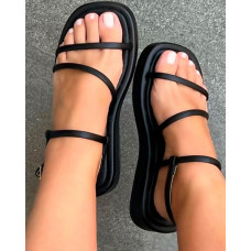 Slingback Platform Beach Sandals - black