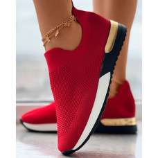 Slip On Knit Sneakers - red