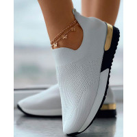 Slip On Knit Sneakers - white