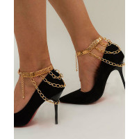 Snake Chain Decor Layered Anklet - gold