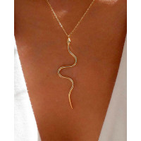 Snake Shaped Pendant Chain Necklace - gold