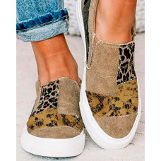 Snakeskin Cheetah Slip On Canvas Sneakers - Apricot