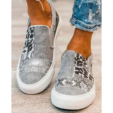 Snakeskin Cheetah Slip On Canvas Sneakers - gray