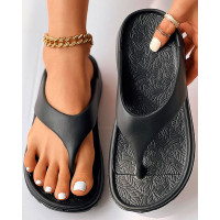 Soft Non Slip Toe Post Flip Flops - black