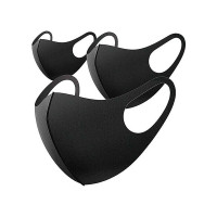 Solid Breathable Mouth Mask Washable And Reusable - black