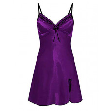 Spaghetti Strap Bowknot Decor Slit Sleep Dress - purple