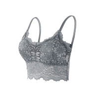 Spaghetti Strap Lace Bralette - gray