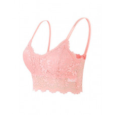 Spaghetti Strap Lace Bralette - pink