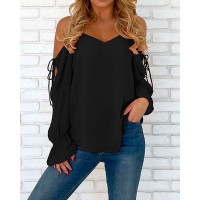 Spaghetti Strap Open Shoulder Casual Blouse - gray,Wine red,black,dark blue