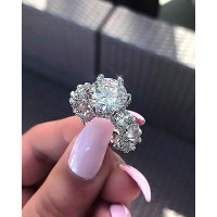 Sparkling Rhinestone Decor Ring - silver