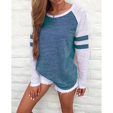 Splicing Raglan Sleeve Casual Top - Dark grey