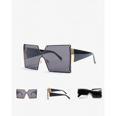 Square Flexible Metal Frame Sunglasses - black