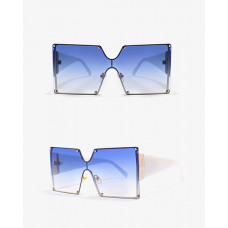 Square Flexible Metal Frame Sunglasses - blue