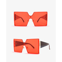 Square Flexible Metal Frame Sunglasses - red